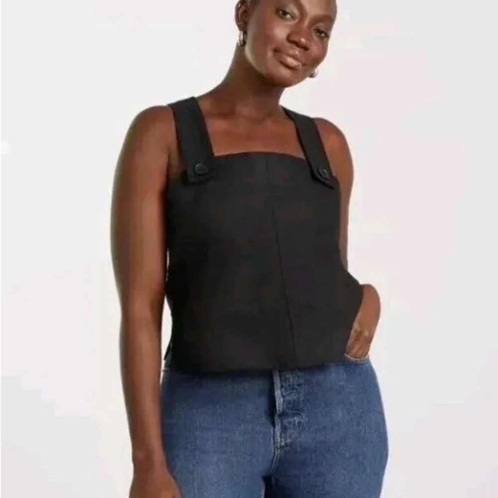 Black Linen Tank Top